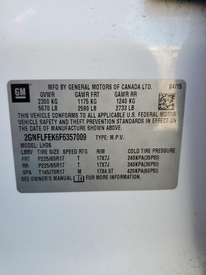 2GNFLFEK6F6357009 2015 Chevrolet Equinox Lt