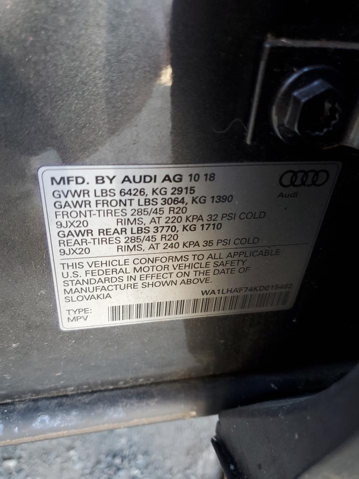 WA1LHAF74KD015462 2019 Audi Q7 Premium Plus