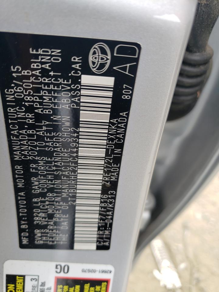 2T1BURHE2FC449342 2015 Toyota Corolla L