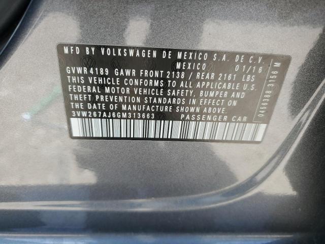 2016 Volkswagen Jetta S VIN: 3VW267AJ6GM313663 Lot: 48608654