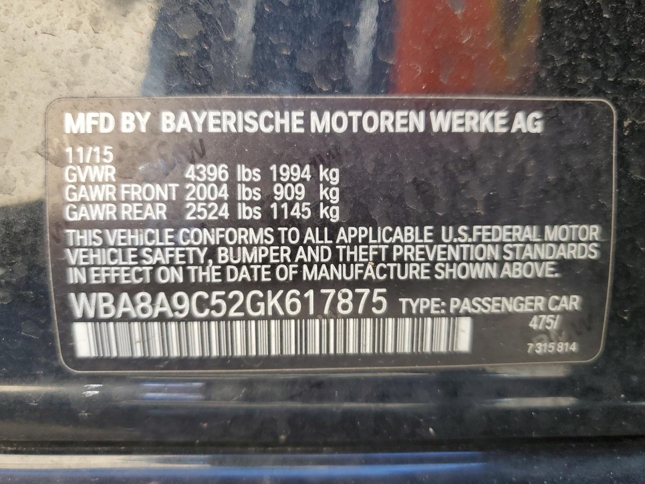 WBA8A9C52GK617875 2016 BMW 320 I