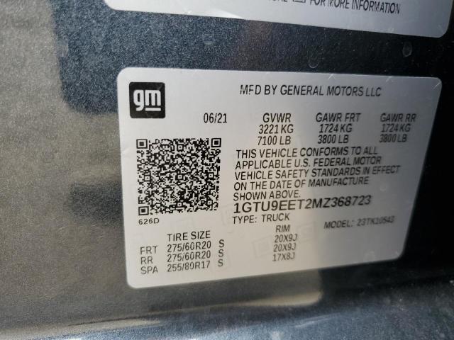 2021 GMC Sierra K1500 At4 VIN: 1GTU9EET2MZ368723 Lot: 51397164