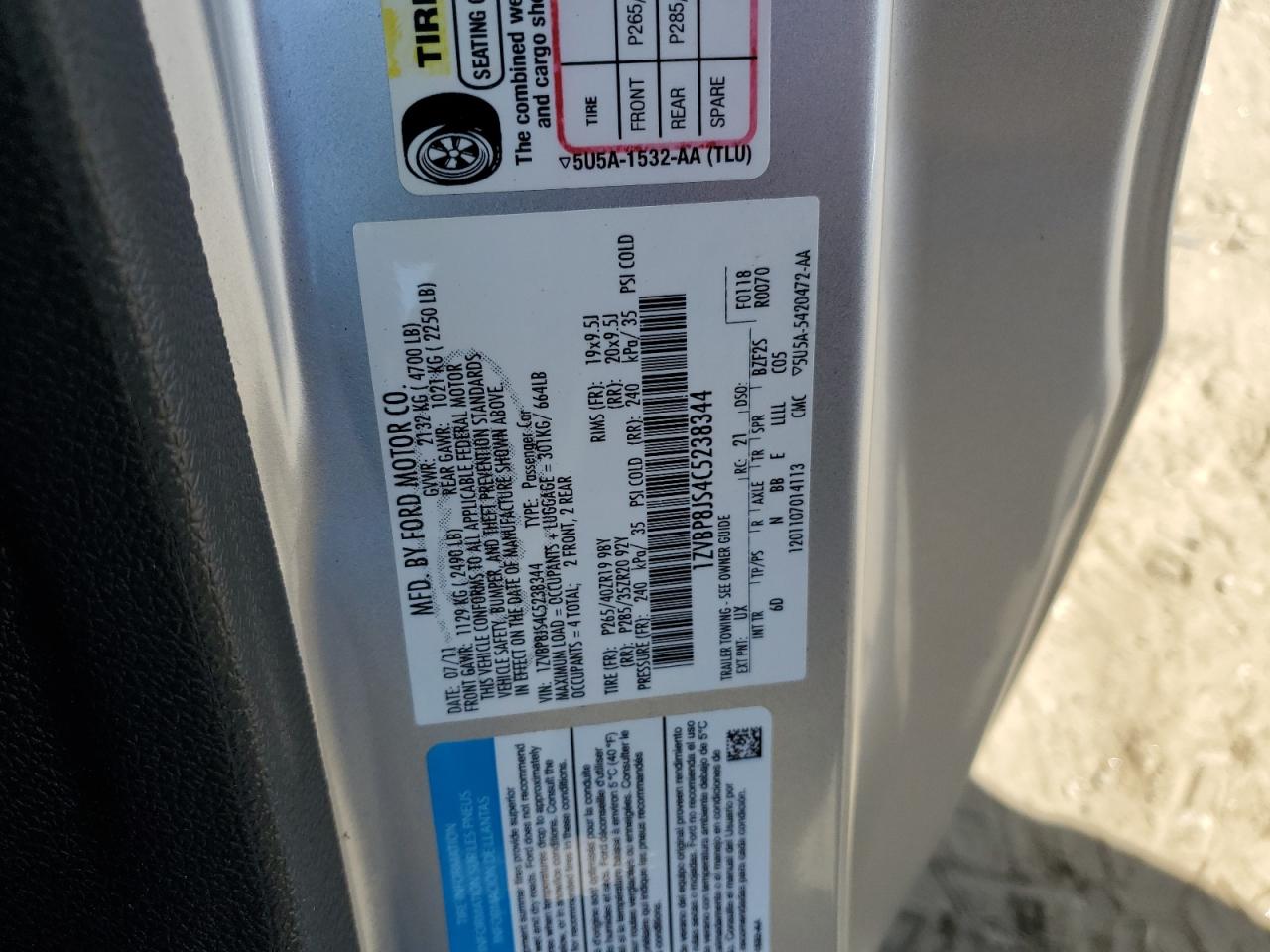 1ZVBP8JS4C5238344 2012 Ford Mustang Shelby Gt500