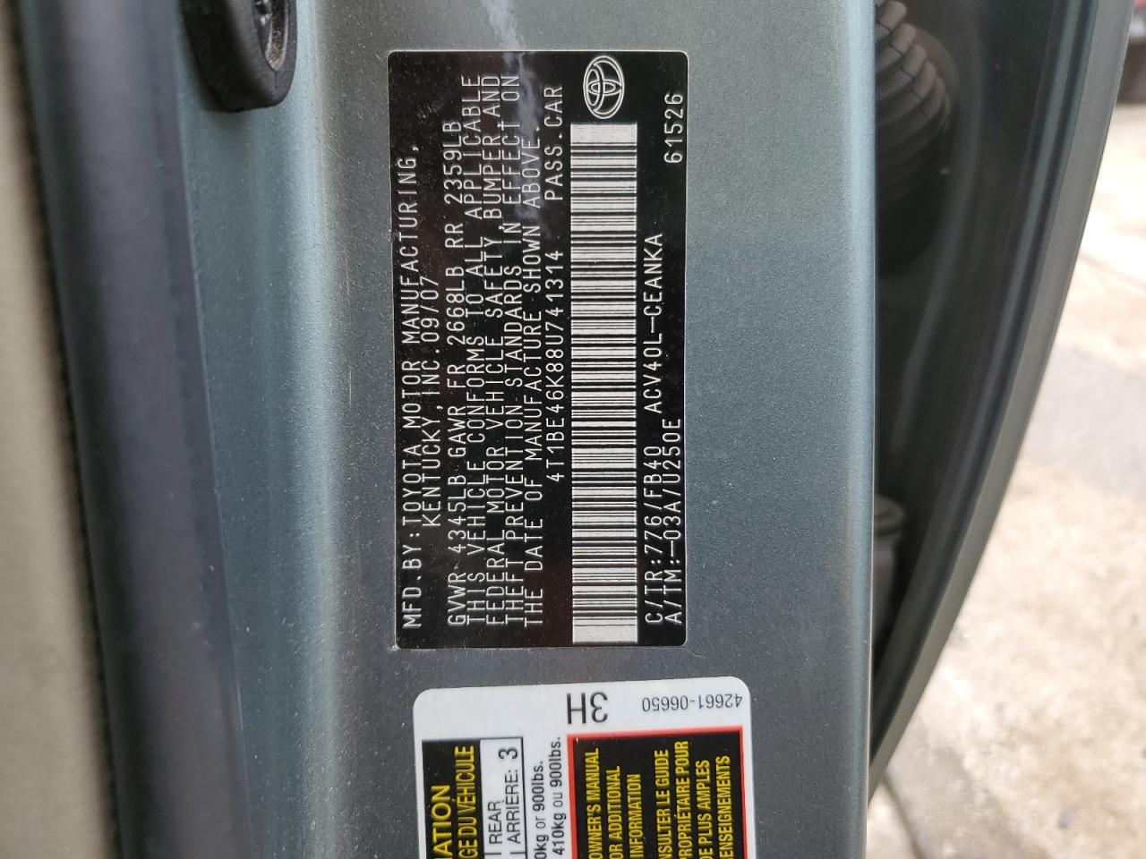 4T1BE46K88U741314 2008 Toyota Camry Ce