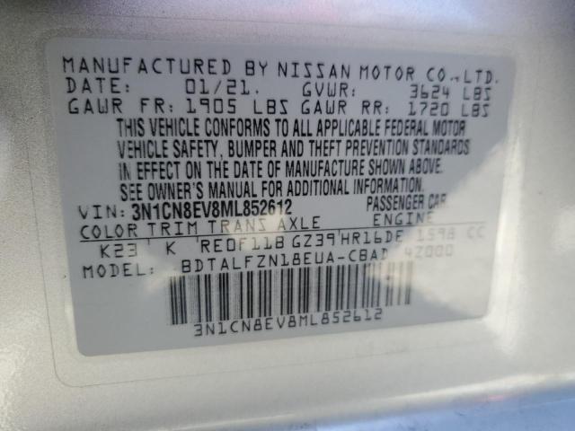 2021 Nissan Versa Sv VIN: 3N1CN8EV8ML852612 Lot: 51354994