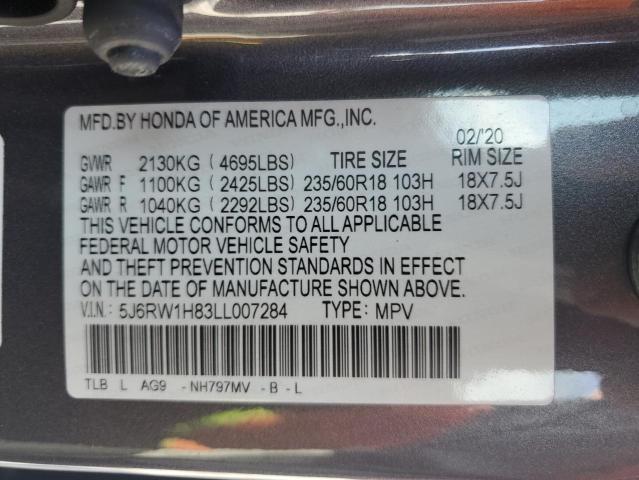 2020 HONDA CRV 5J6RW1H83LL007284