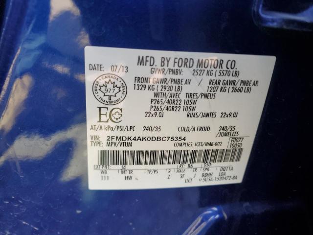 2013 Ford Edge Sport VIN: 2FMDK4AK0DBC75354 Lot: 51911094