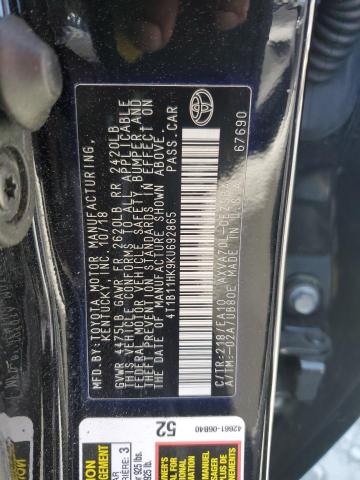 VIN 4T1B11HK9KU692865 2019 Toyota Camry, L no.12