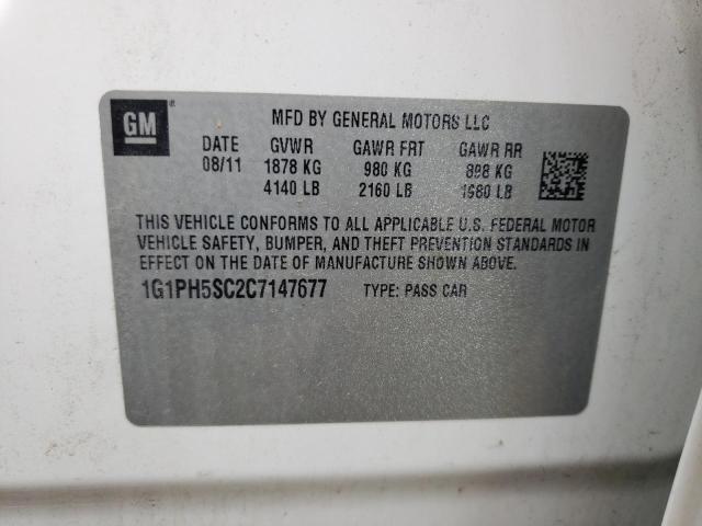 2012 Chevrolet Cruze Ltz VIN: 1G1PH5SC2C7147677 Lot: 51673904