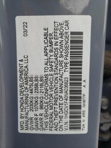 2022 Honda Accord Sport Se VIN: 1HGCV1F40NA036823 Lot: 51452314