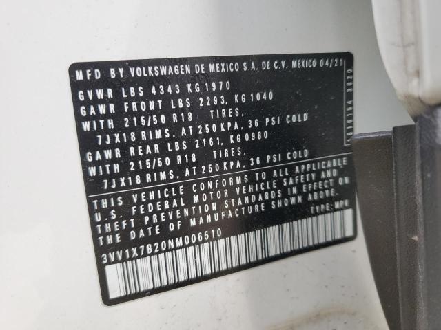 2022 VOLKSWAGEN TAOS SEL - 3VV1X7B20NM006510