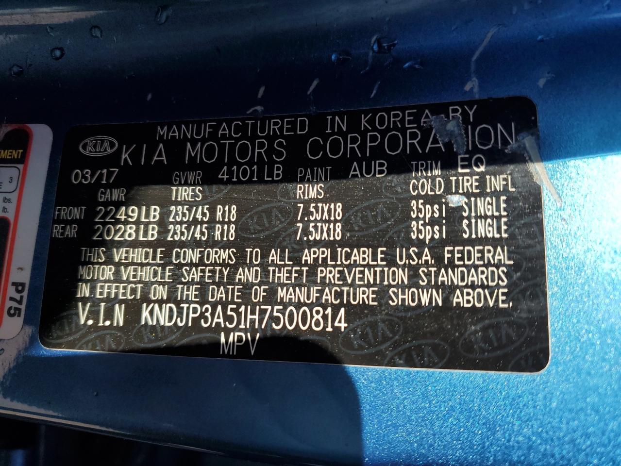 KNDJP3A51H7500814 2017 Kia Soul +