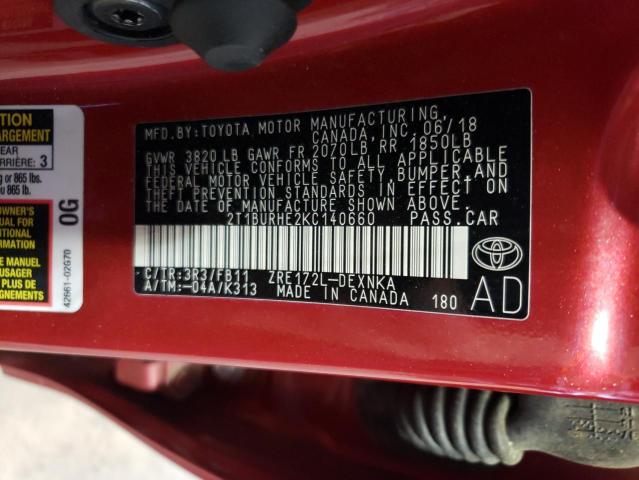 2019 TOYOTA COROLLA L - 2T1BURHE2KC140660