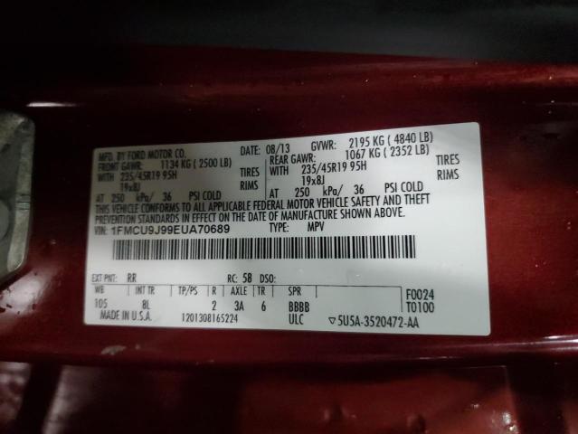 2014 Ford Escape Titanium VIN: 1FMCU9J99EUA70689 Lot: 51216964