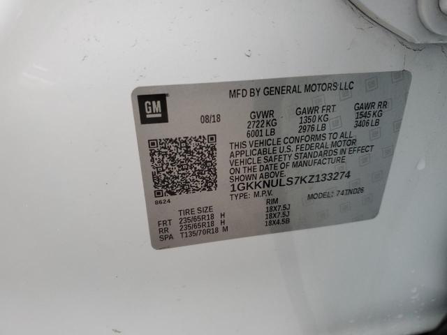 2019 GMC Acadia Slt-1 VIN: 1GKKNULS7KZ133274 Lot: 51421064