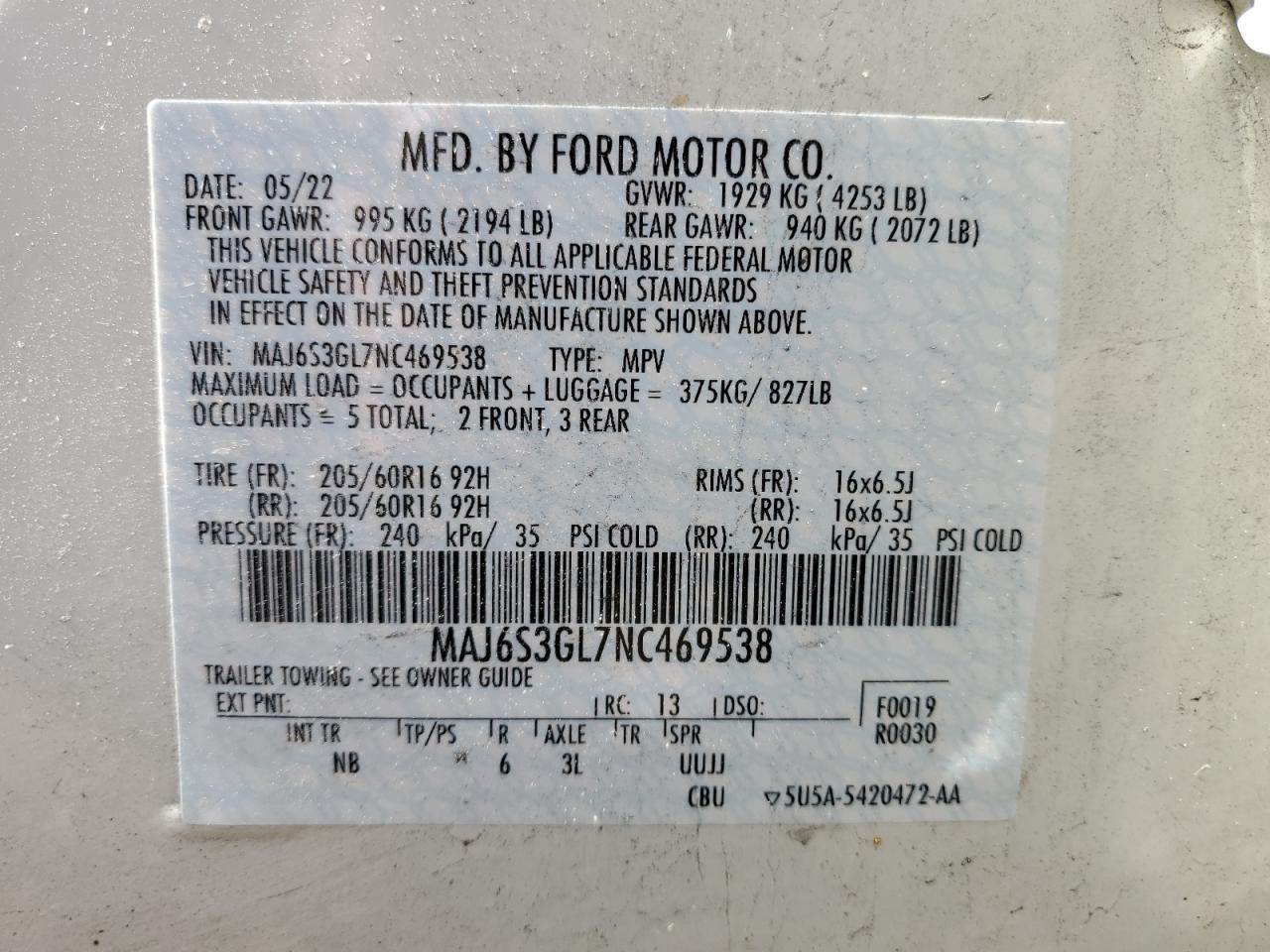 Lot #2926297447 2022 FORD ECOSPORT S