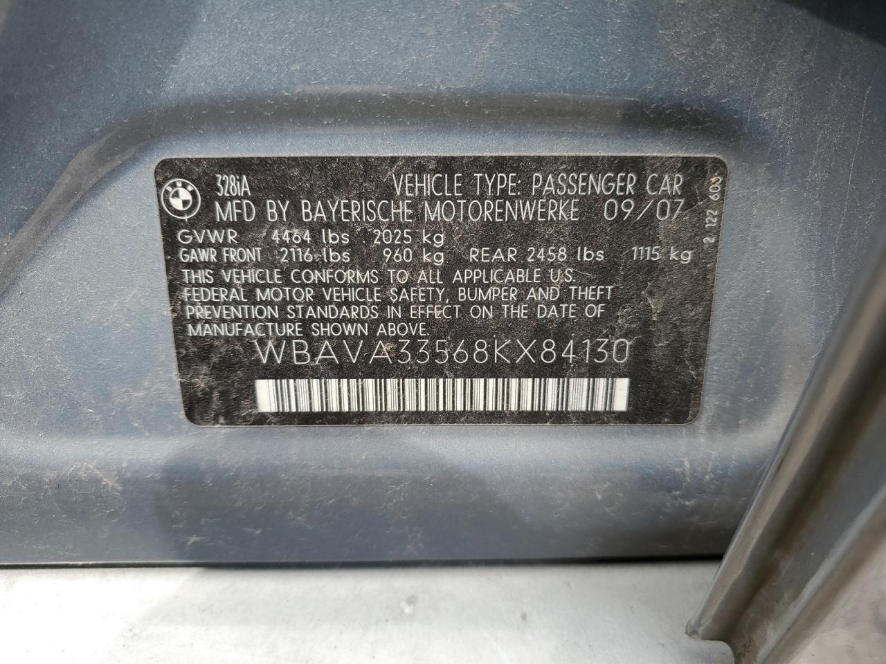 WBAVA33568KX84130 2008 BMW 328 I