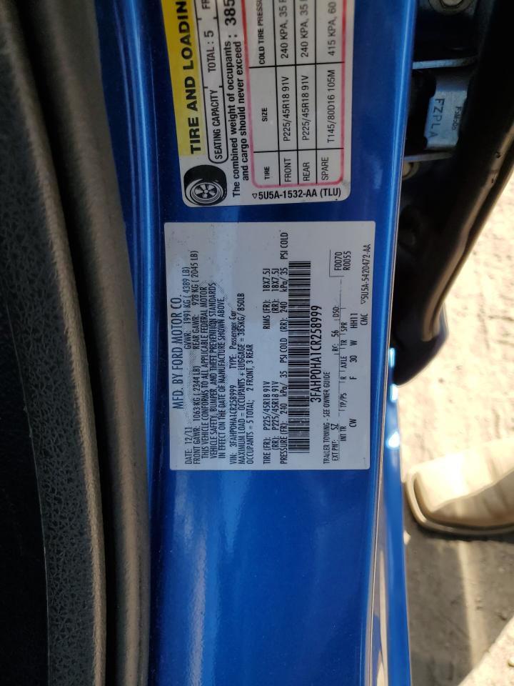 3FAHP0HA1CR258999 2012 Ford Fusion Se