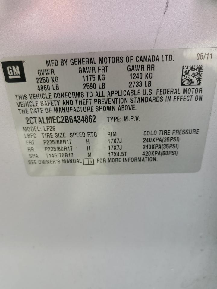 2CTALMEC2B6434862 2011 GMC Terrain Sle