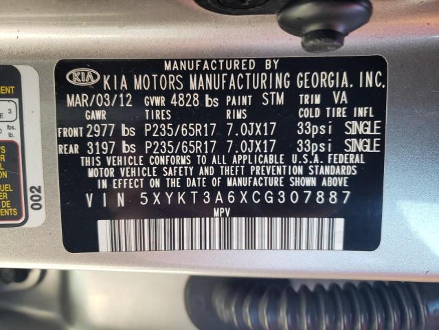 2012 Kia Sorento Base VIN: 5XYKT3A6XCG307887 Lot: 51578074