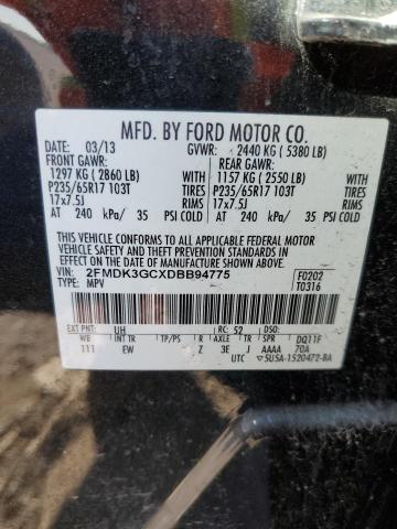 2013 Ford Edge Se VIN: 2FMDK3GCXDBB94775 Lot: 49784224