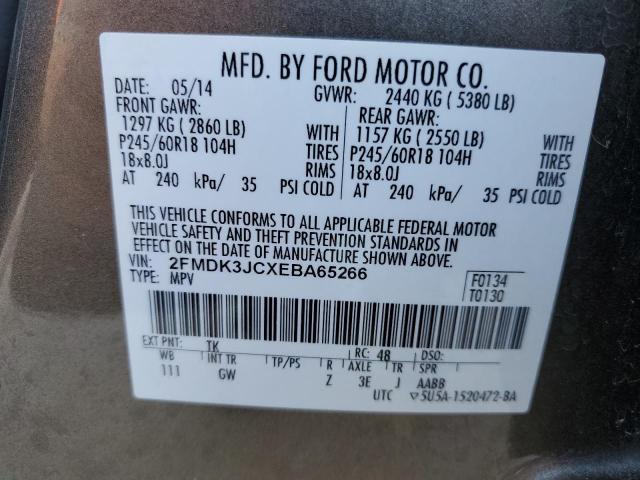 2014 Ford Edge Sel VIN: 2FMDK3JCXEBA65266 Lot: 52108344
