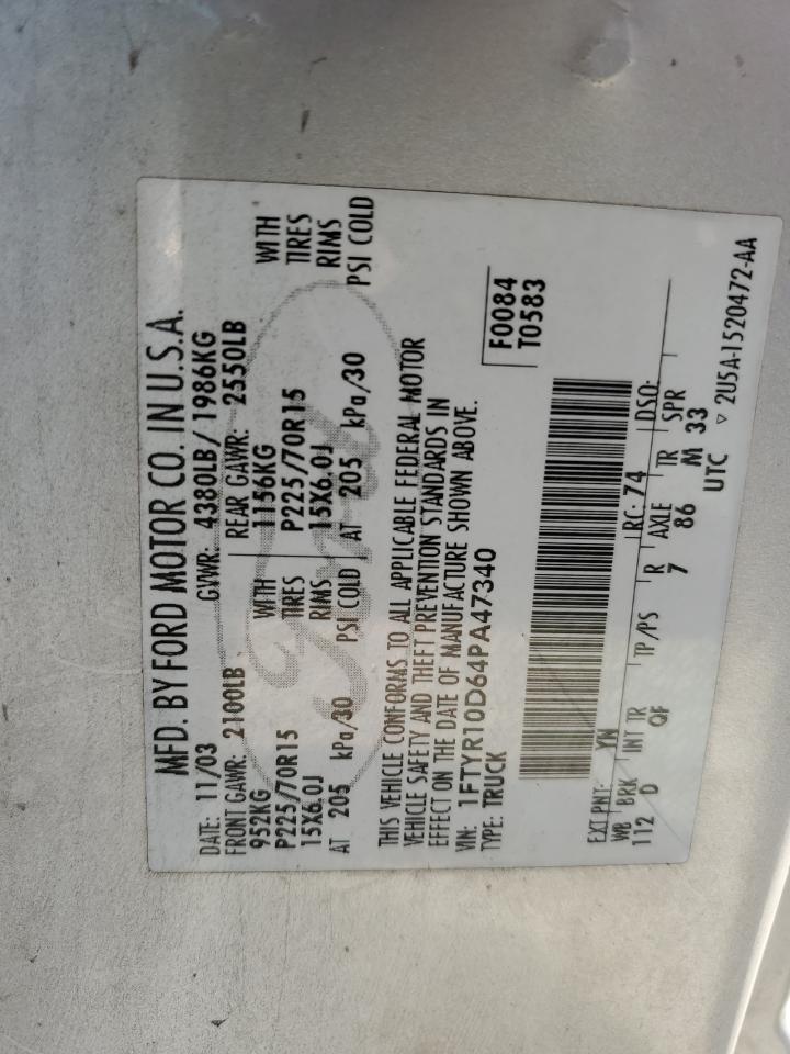 1FTYR10D64PA47340 2004 Ford Ranger