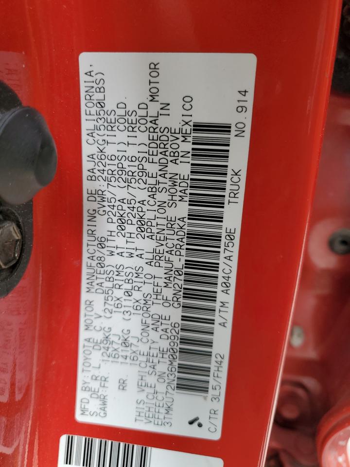 3TMKU72N36M009926 2006 Toyota Tacoma Double Cab Prerunner Long Bed