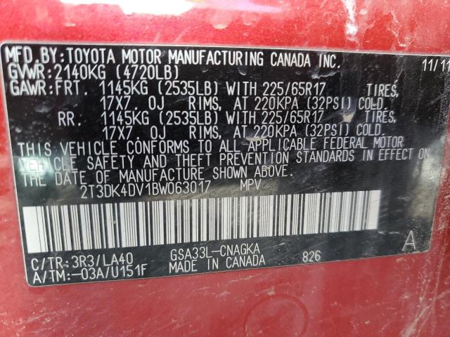 2011 Toyota Rav4 Limited VIN: 2T3DK4DV1BW063017 Lot: 50114214