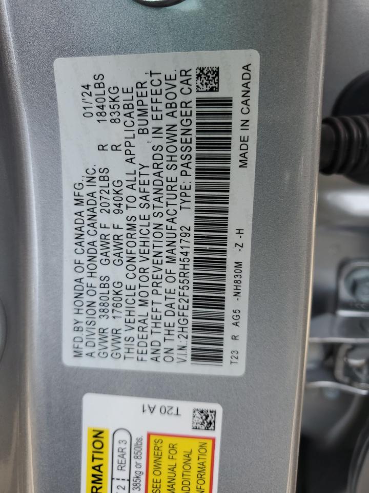 2HGFE2F55RH541792 2024 Honda Civic Sport