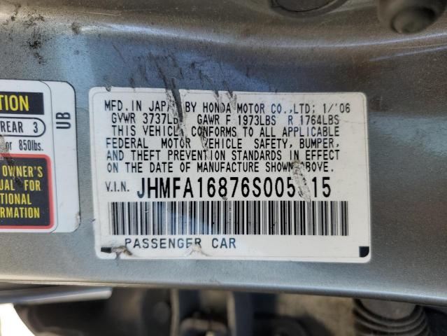 2006 Honda Civic Ex VIN: JHMFA16876S005315 Lot: 49826034