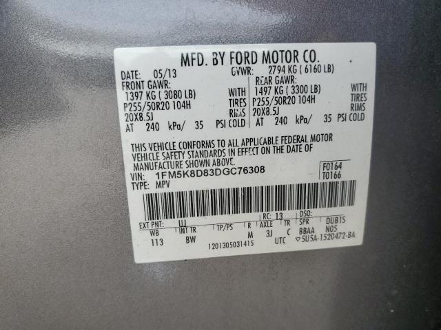 2013 Ford Explorer Xlt VIN: 1FM5K8D83DGC76308 Lot: 50829834