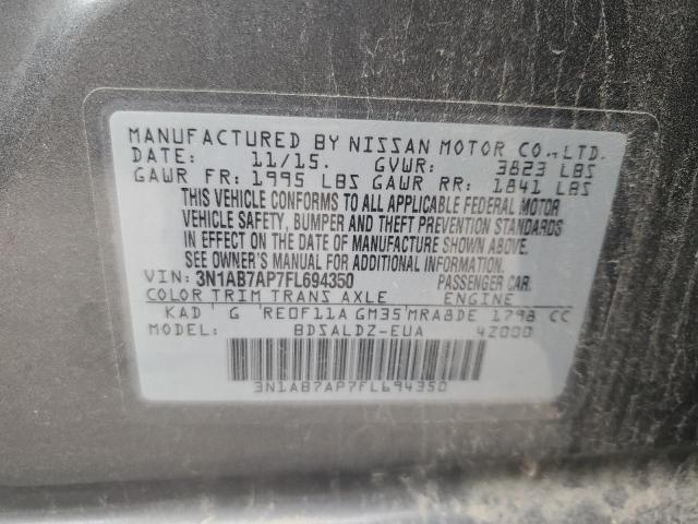 2015 Nissan Sentra S VIN: 3N1AB7AP7FL694350 Lot: 51171274