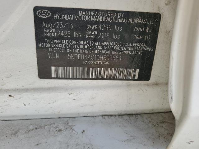 2013 Hyundai Sonata Gls VIN: 5NPEB4AC1DH800654 Lot: 52978194