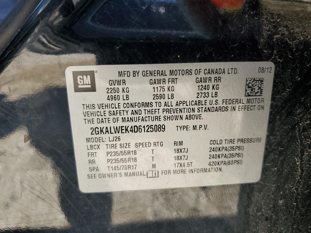 2GKALWEK4D6125089 2013 GMC Terrain Slt