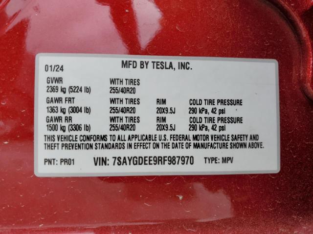 7SAYGDEE9RF987970 Tesla Model Y  13