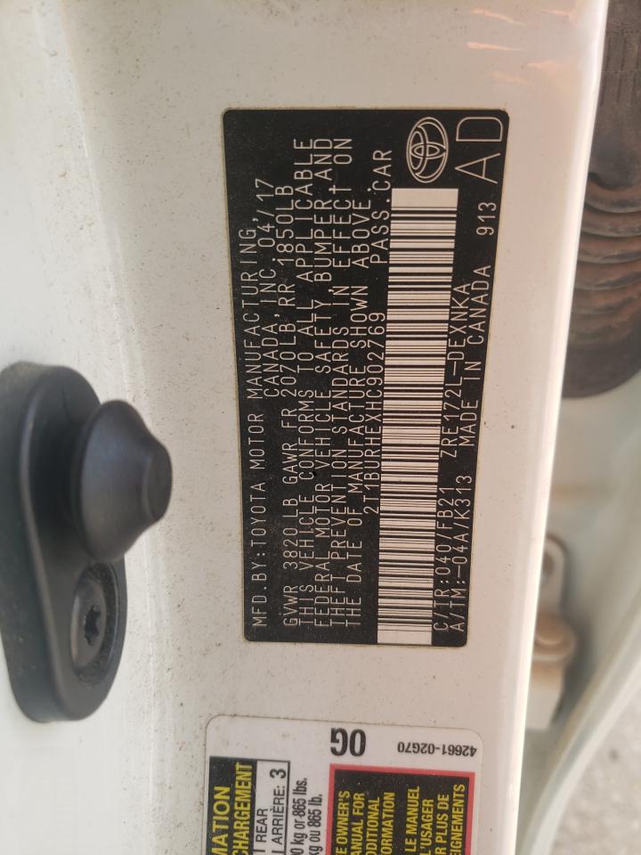 2t1burhexhc902769 2T1BURHEXHC902769 2017 Toyota Corolla L