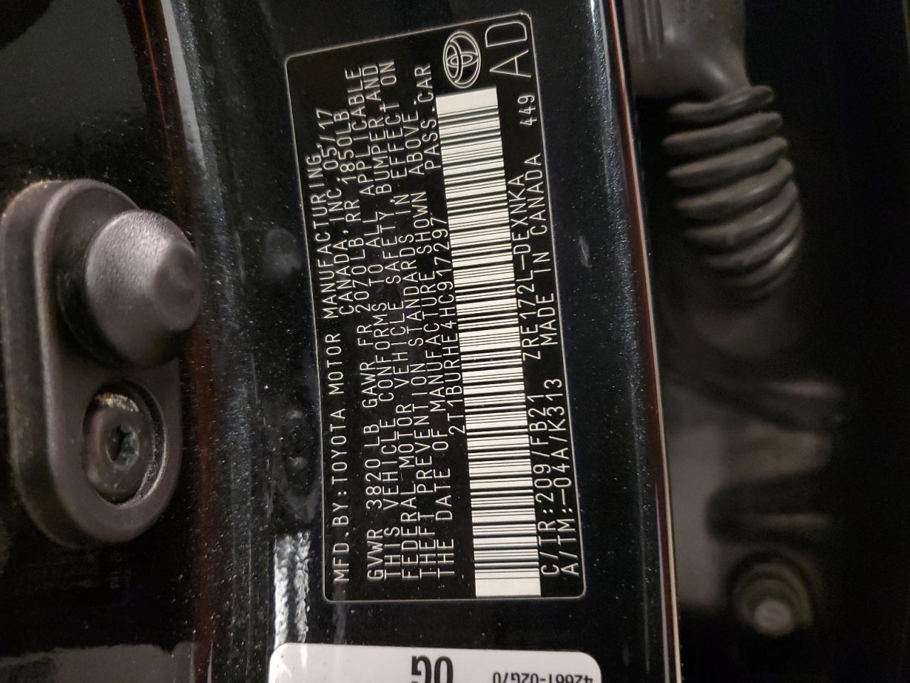 2T1BURHE4HC917297 2017 Toyota Corolla L