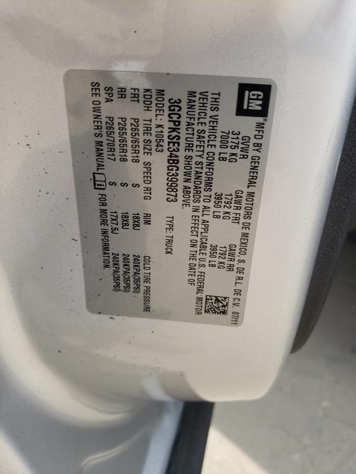 3GCPKSE34BG399873 2011 Chevrolet Silverado K1500 Lt