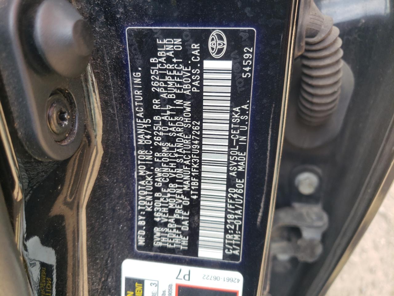 4T1BF1FK3FU947262 2015 Toyota Camry Le