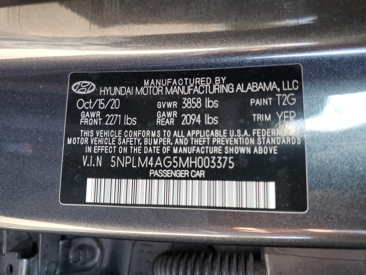 2021 Hyundai Elantra Sel vin: 5NPLM4AG5MH003375