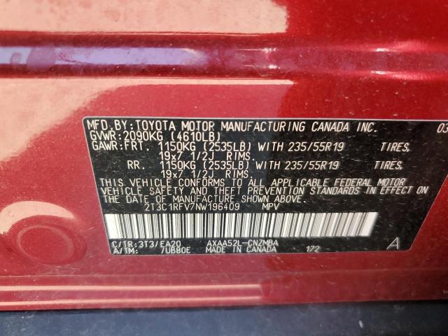 2022 Toyota Rav4 Xle Premium VIN: 2T3C1RFV7NW196409 Lot: 50345984