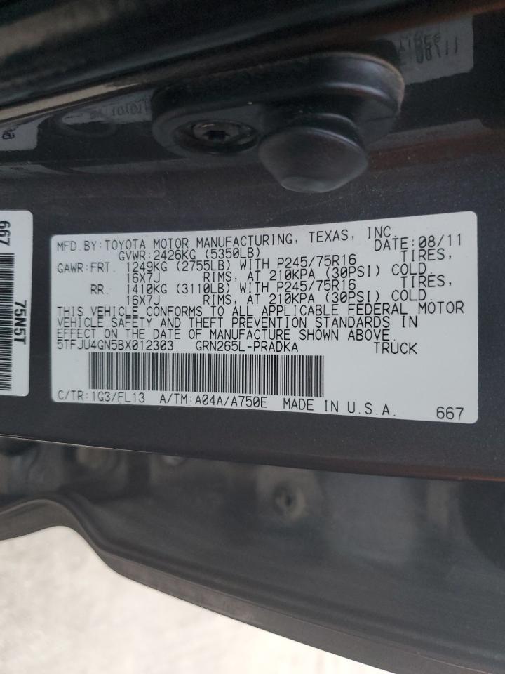 5TFJU4GN5BX012303 2011 Toyota Tacoma Double Cab Prerunner