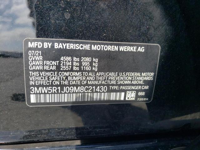 2021 BMW 330I VIN: 3MW5R1J09M8C21430 Lot: 52367914