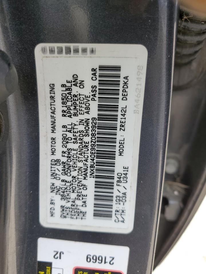 1NXBU40E99Z083929 2009 Toyota Corolla Base