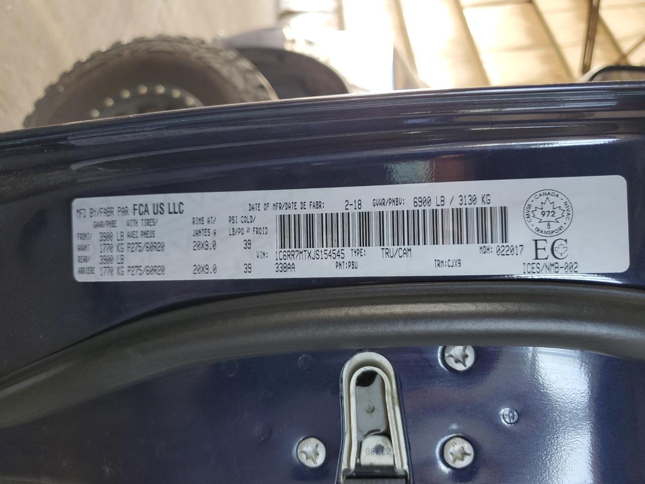 1C6RR7MTXJS154545 2018 Ram 1500 Sport