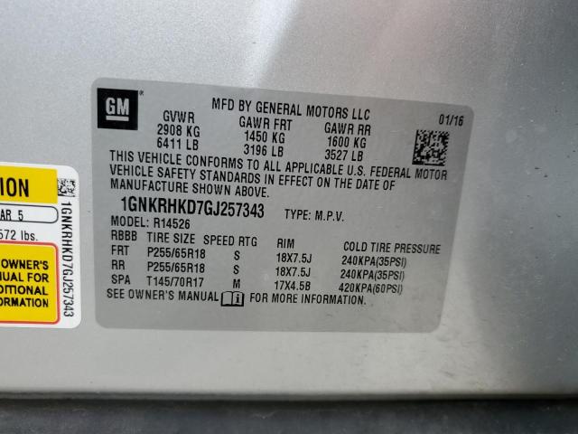 2016 CHEVROLET TRAVERSE L - 1GNKRHKD7GJ257343