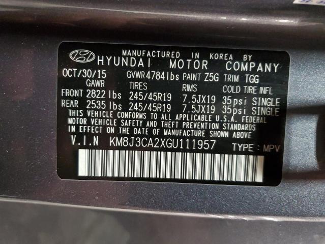 2016 Hyundai Tucson Limited VIN: KM8J3CA2XGU111957 Lot: 51369384