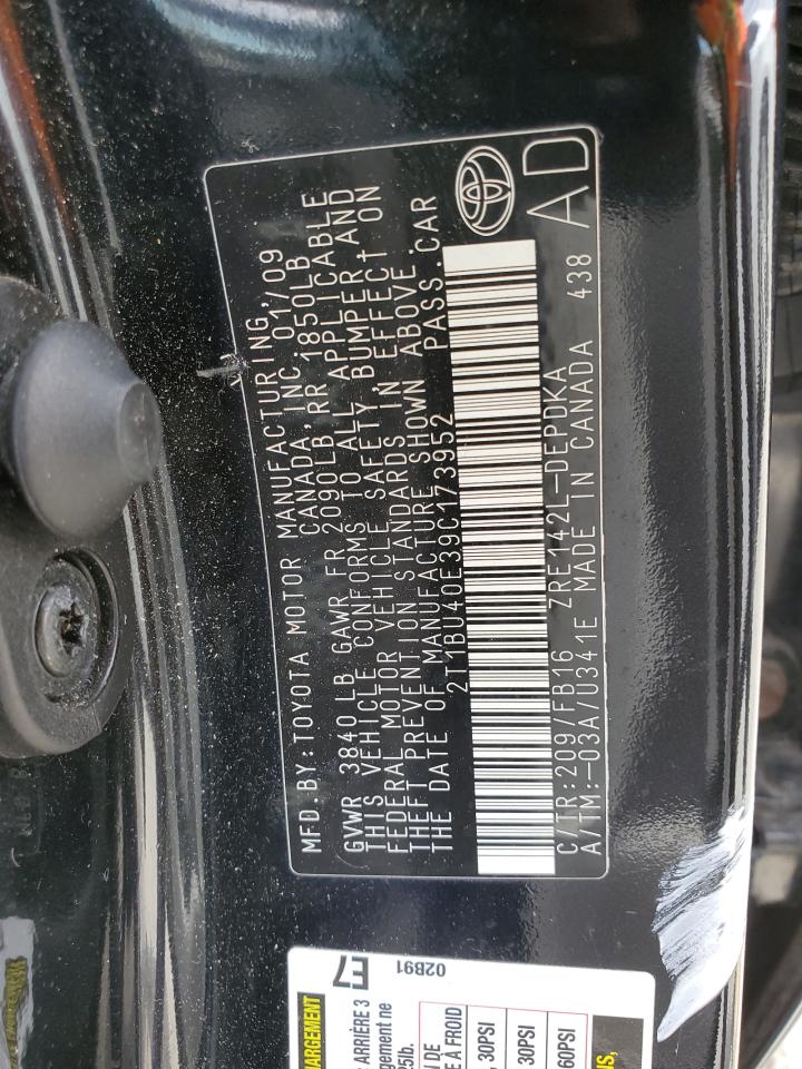 2T1BU40E39C173952 2009 Toyota Corolla Base