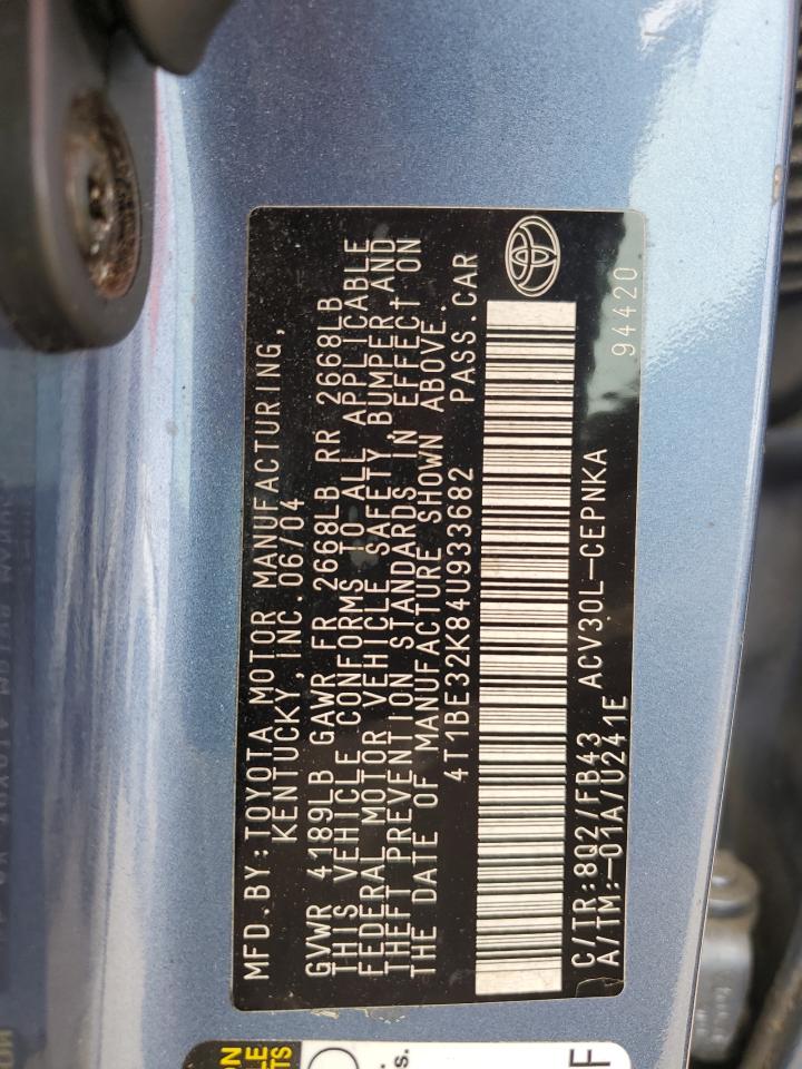 4T1BE32K84U933682 2004 Toyota Camry Le